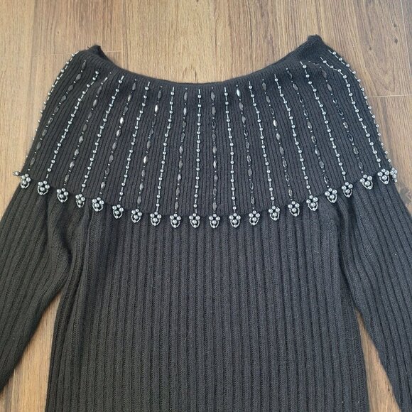 💙 Preston & York Silk Wool Blend Sweater Size M/L Stretch Soft Preppy Fall - Picture 3 of 8